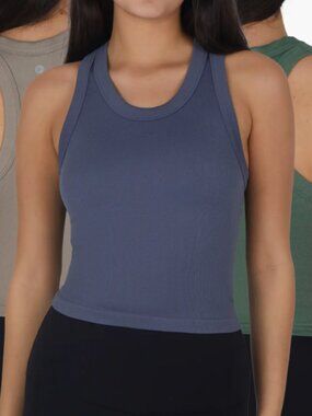90 DEGREE BY REFLEX Seamless Crop Tank in Grey Blue